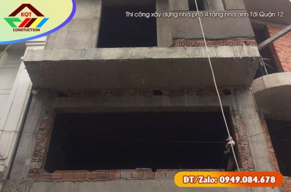 Thi công xây dựng nhà phố 4 tầng nhà anh Tới Quận 12
