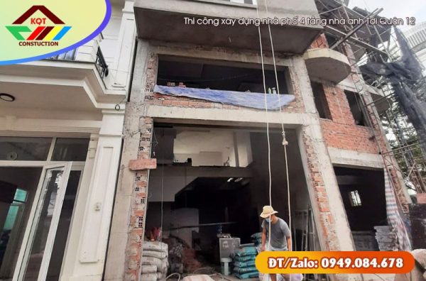 Thi công xây dựng nhà phố 4 tầng nhà anh Tới Quận 12