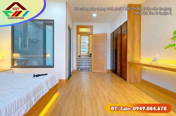 Thi công xây dựng nhà phố 1 trệt 1 lửng 2 lầu sân thượng nhà Cô Thu ở Quận 3